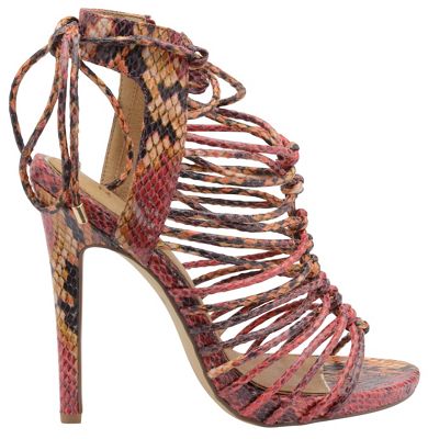 Red snake 'Maryhill' ladies high strappy sandals